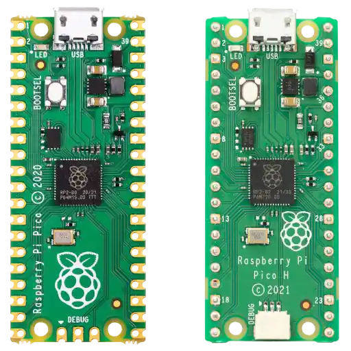 Left to right: Raspberry Pi Pico and Pico H 